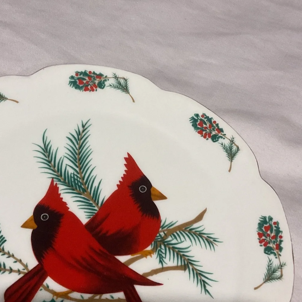 Festive Cardinal Holiday Plate